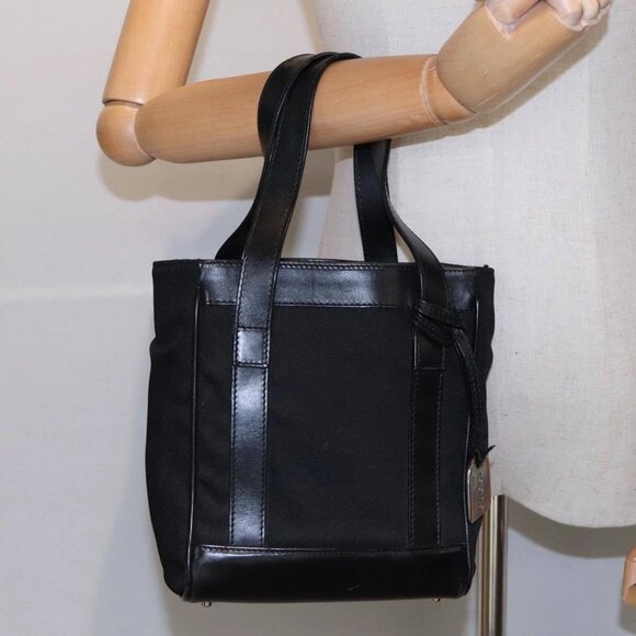 GUCCI Hand Bag Nylon Leather Black Silver - Picture 1 of 16